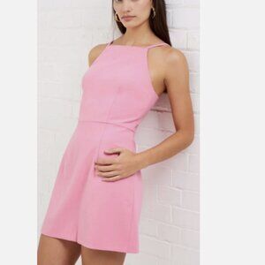 NEW FRENCH CONNECTION Square Neck Pink Morning Glory Strappy Dress Size 4